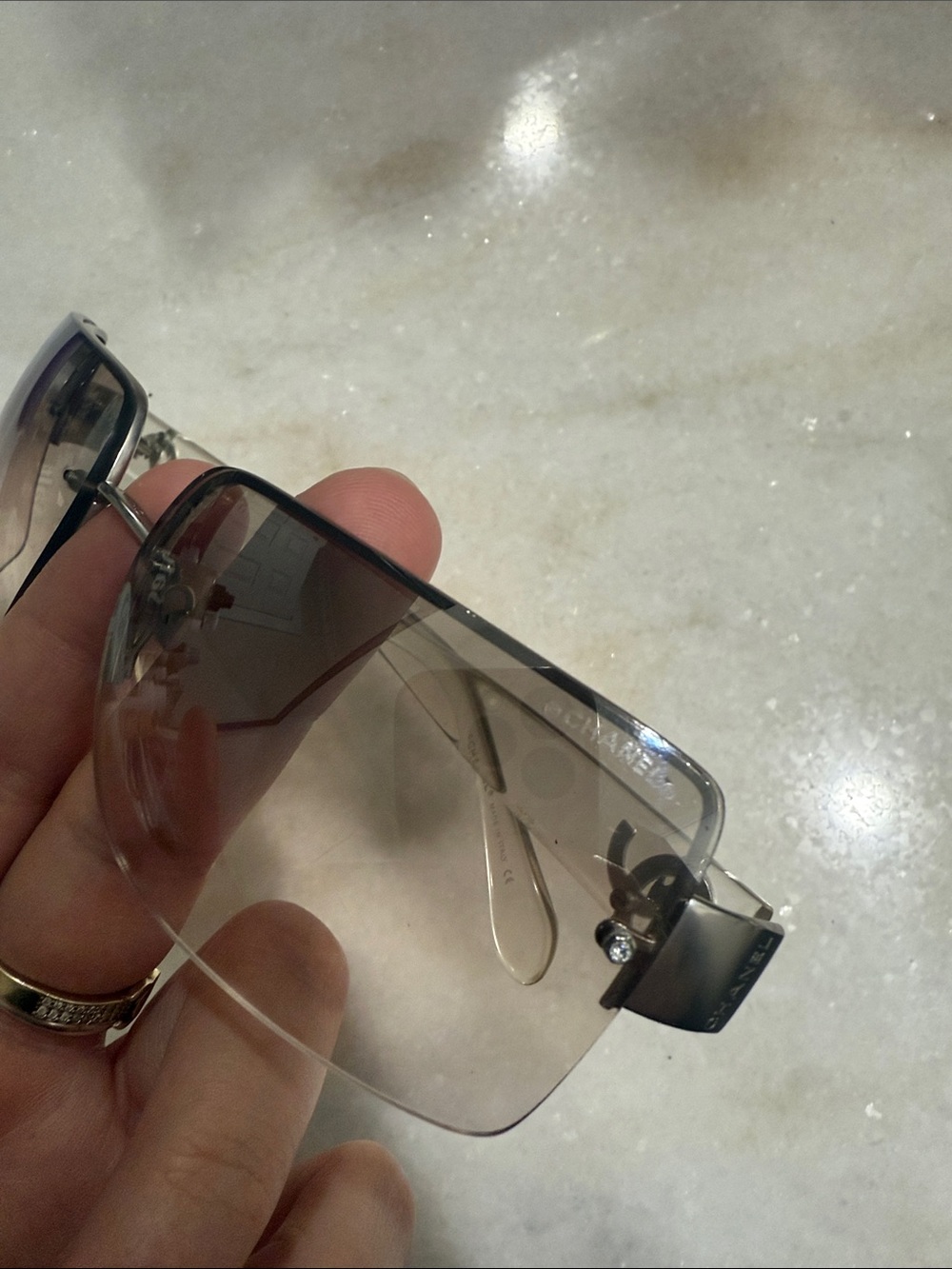 CHANEL Rimless Sunglasses in Light Brown Gradient Lens VINTAGE - Picture 14 of 16